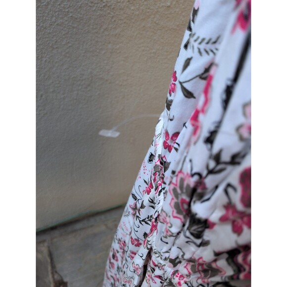 Torrid Midi Dress 3 3X Sleeveless Waist Tie Elastic Neck Pink White Floral - Picture 7 of 11